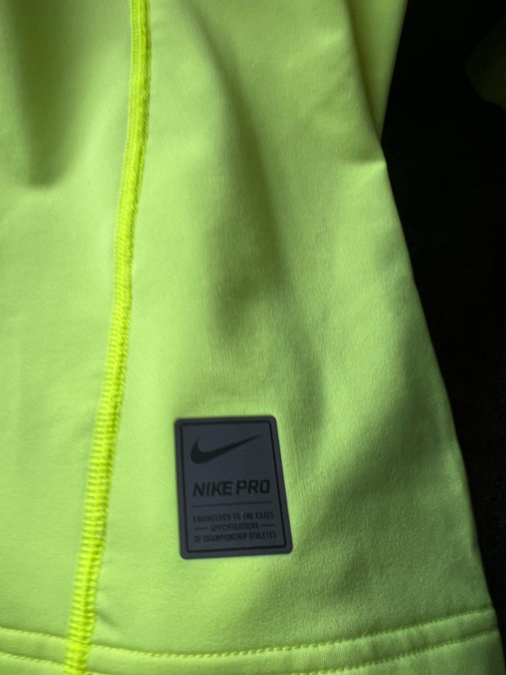 Nike Pro Neon Yellow Athletic Top with Contrast Stitching mens size L - Picture 2 of 9